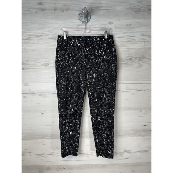 APT 9 Pants Womens 4 Black White Speckle Print Stretch Ankle Dress Cropped - Picture 1 of 11